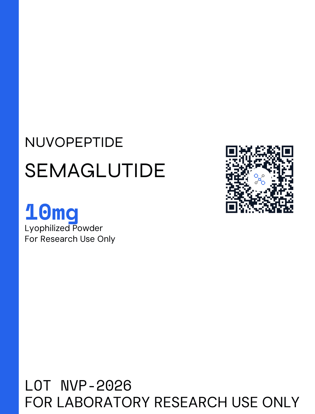 Semaglutide 10mg research vial label