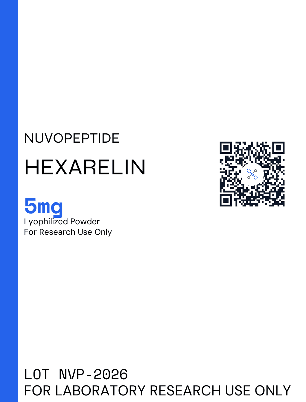 Hexarelin 5mg research vial label