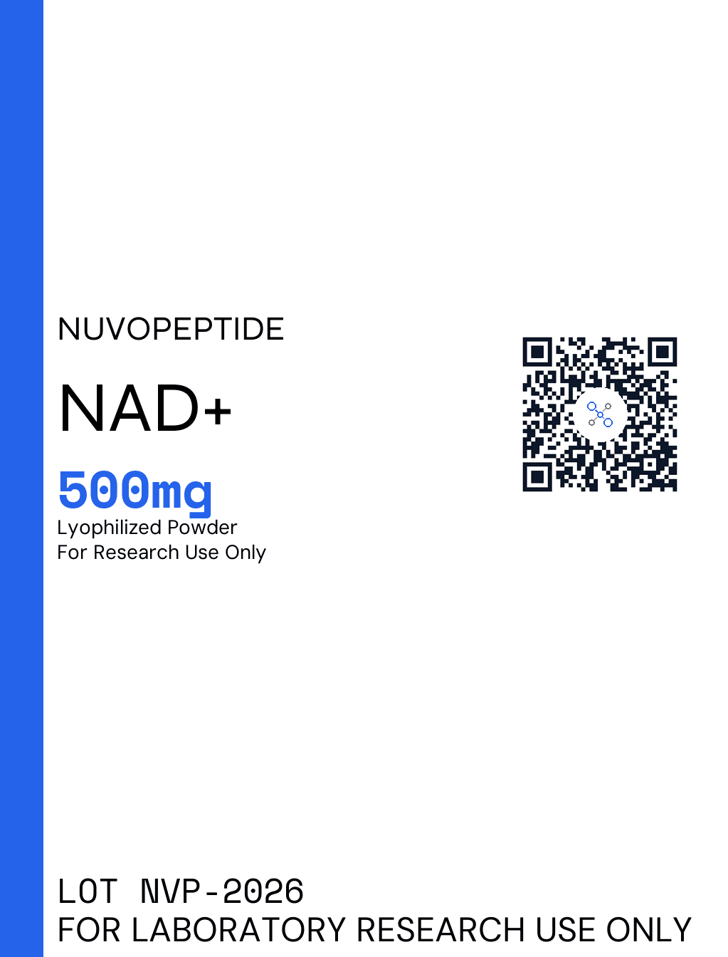 NAD+ 500mg research vial label
