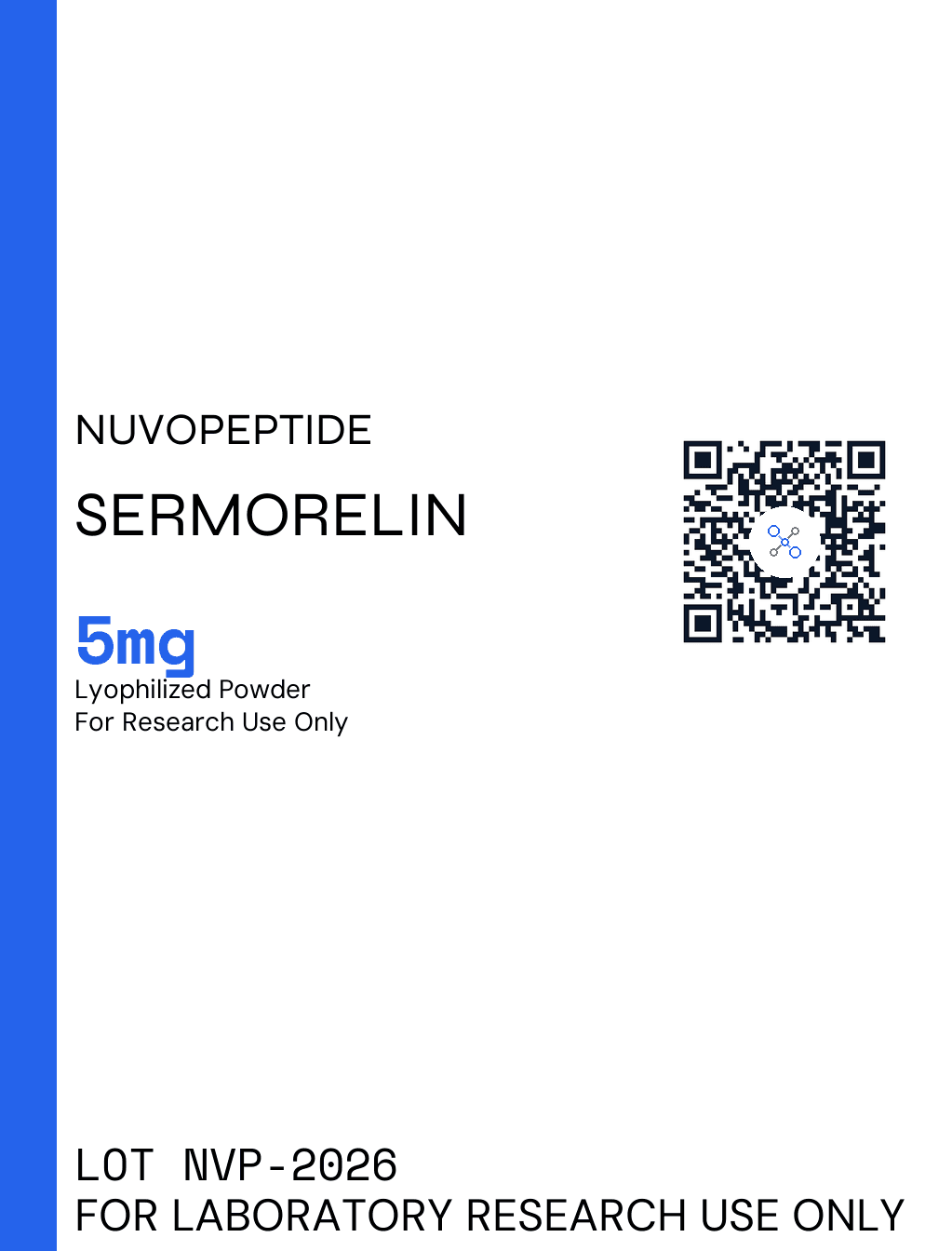 Sermorelin 5mg research vial label